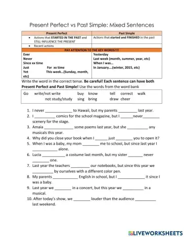 Present Perfect vs Past Simple MIXED