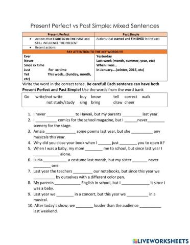 Present Perfect vs Past Simple MIXED
