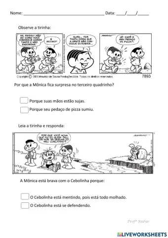 Interpretação de tirinha