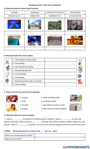 Vocabulary: Party Places