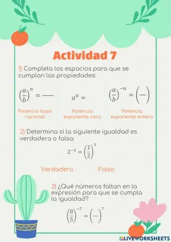 ACTIVIDAD 7 - Potencias de exponente entero