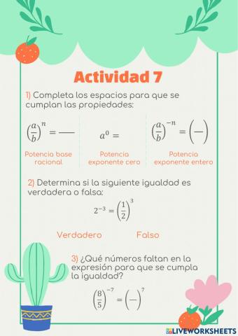 ACTIVIDAD 7 - Potencias de exponente entero