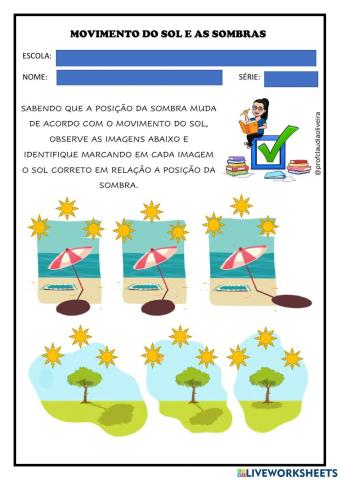 Movimento do sol e as sombras