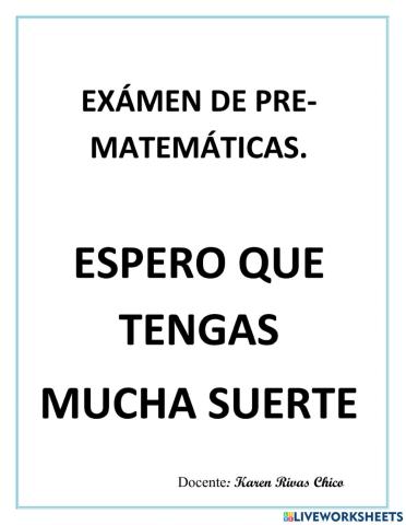 Examen de pre-matemáticas