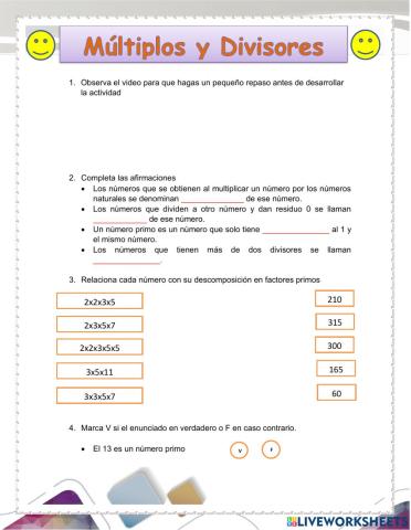 Múltiplos y divisores