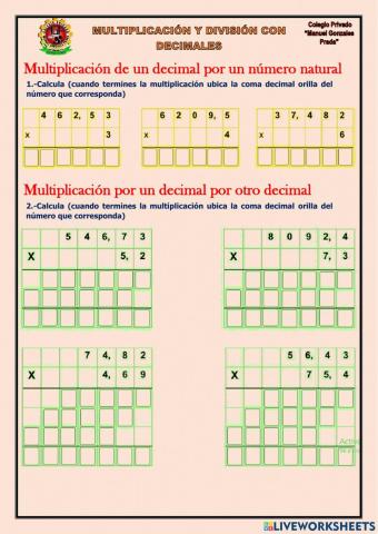 Multiplicación y división de decimales