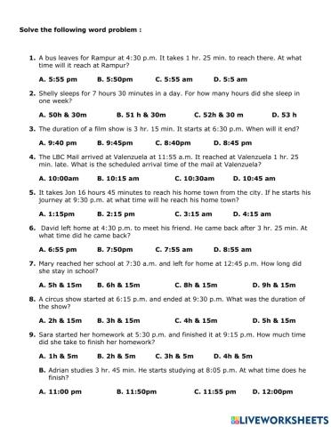 Math Worksheet