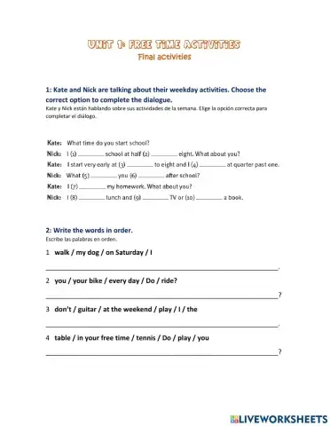 Free time activities