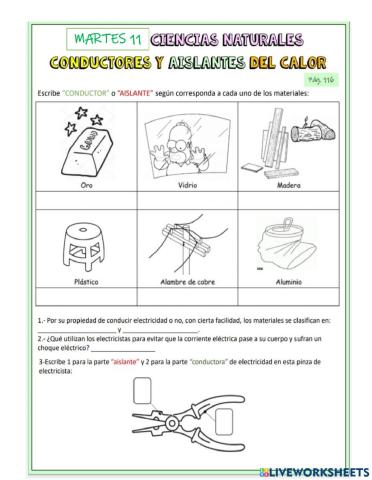 Conductores y aislantes de calor