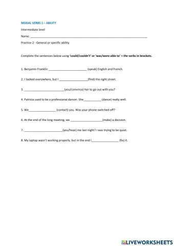 Modals for abilities