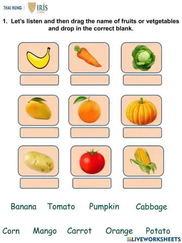 Fruits and Vegetables Worksheet