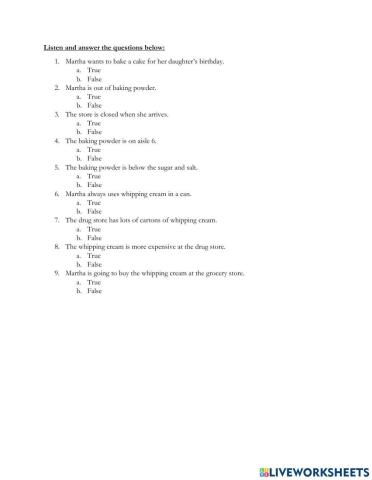 Asking for Help at the Grocery Store Listeing