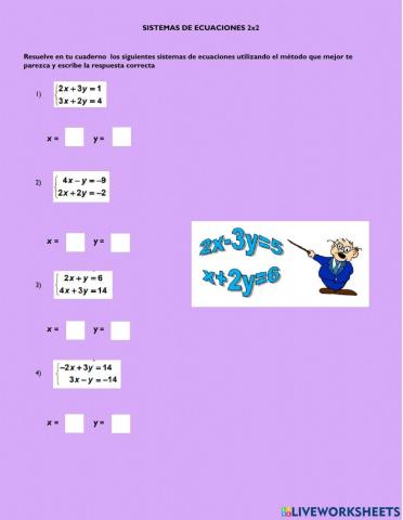 SISTEMAS DE ECUACIONES LINEALES 2x2