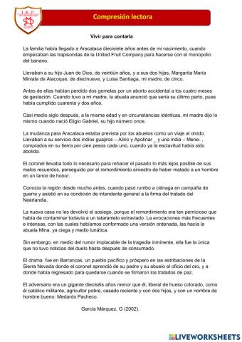 Compresión Lectora - 3ero B