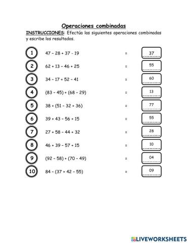 Operaciones combinadas