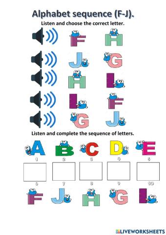 Alphabet sequence F-J