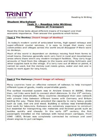 Reading text: Transportation