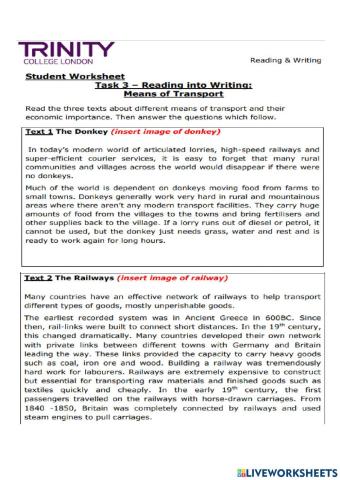 Reading text: Transportation