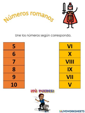 Números romanos 5 al 10