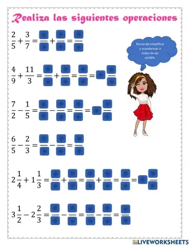Adición y sustracción de fracciones