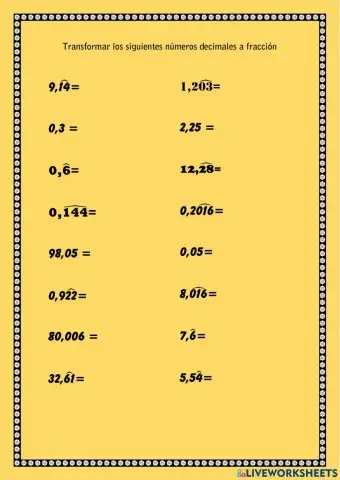 Transformar números decimales a fracción