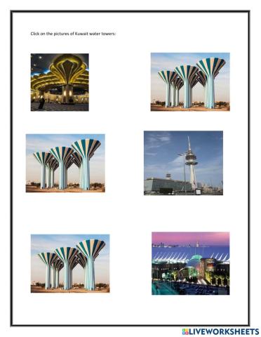 Select the pictures of Kuwait water towers