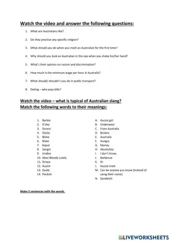 Australia (slang, ....)