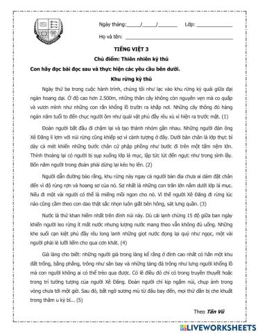 Bài đọc: Khu rừng kỳ thú