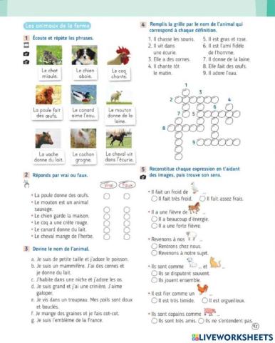 Les animaux de la ferme