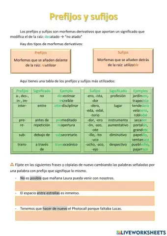Prefijos y Sufijos