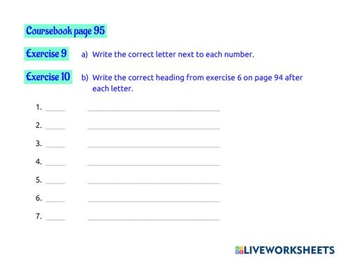 Page 95, exercises 9 to 11
