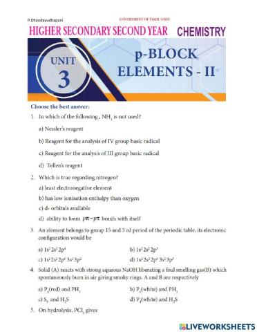 Tnscert 12th chemistry unit 3 p block elements 2