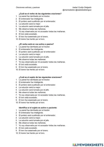 Oraciones activas y pasivas