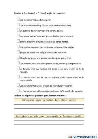 Seres vivos e inertes