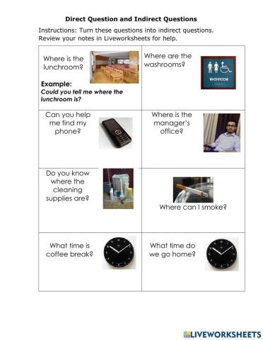 Direct and Indirect Questions - Writing