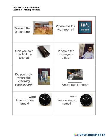Speaking Exercise - Asking for Help