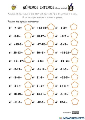 Matemáticas Números enteros