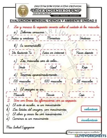 Examen de ciencia II unidad