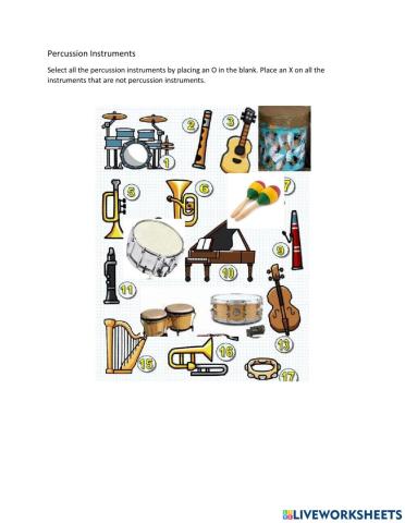 Percussion Worksheet
