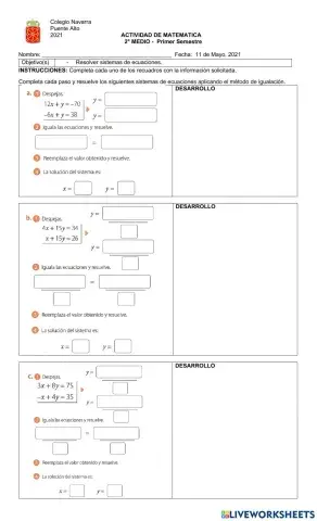 Sistemas de ecuaciones