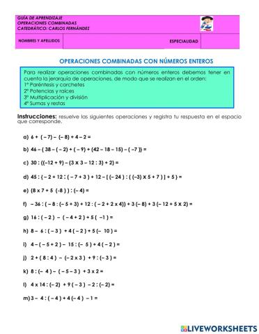 Operaciones combinadas
