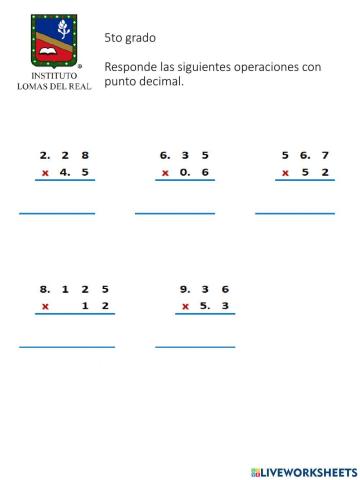 Multiplicaciones con punto decimal