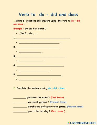 Verb to do did and does