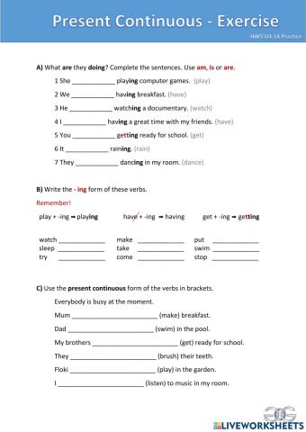 Present Continuous - affirmative