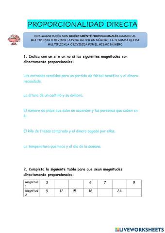 Proporcionalidad directa