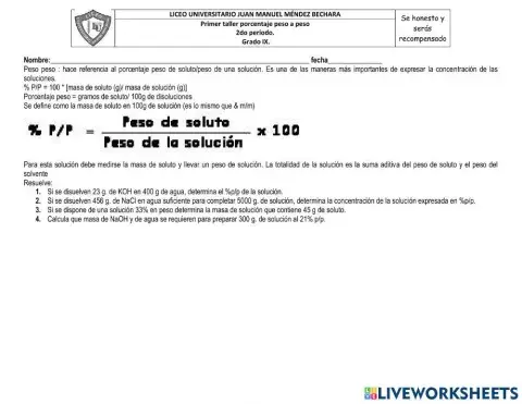 Concentración peso a peso