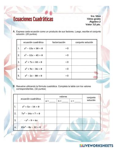 Ecuaciones Cuadráticas