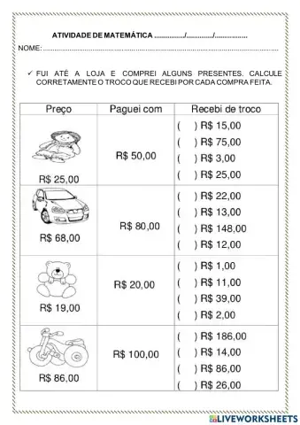 Atividade de Matemática