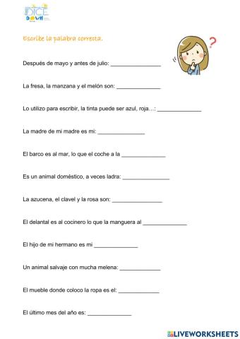 Vocabulario - adivinanzas