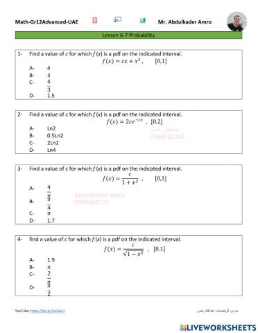 Lesson 6-7 Probability